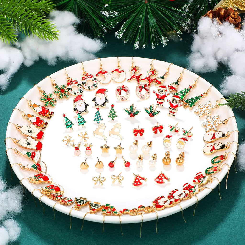 54 Pairs Christmas Earrings for Women Xmas Drop Earrings Set Holiday Jewelry Earrings Christmas Tree Snowflake Santa Claus Earrings Merry Christmas Earrings Gift for Xmas Party Decorations - 我的商店我的商店我的商店