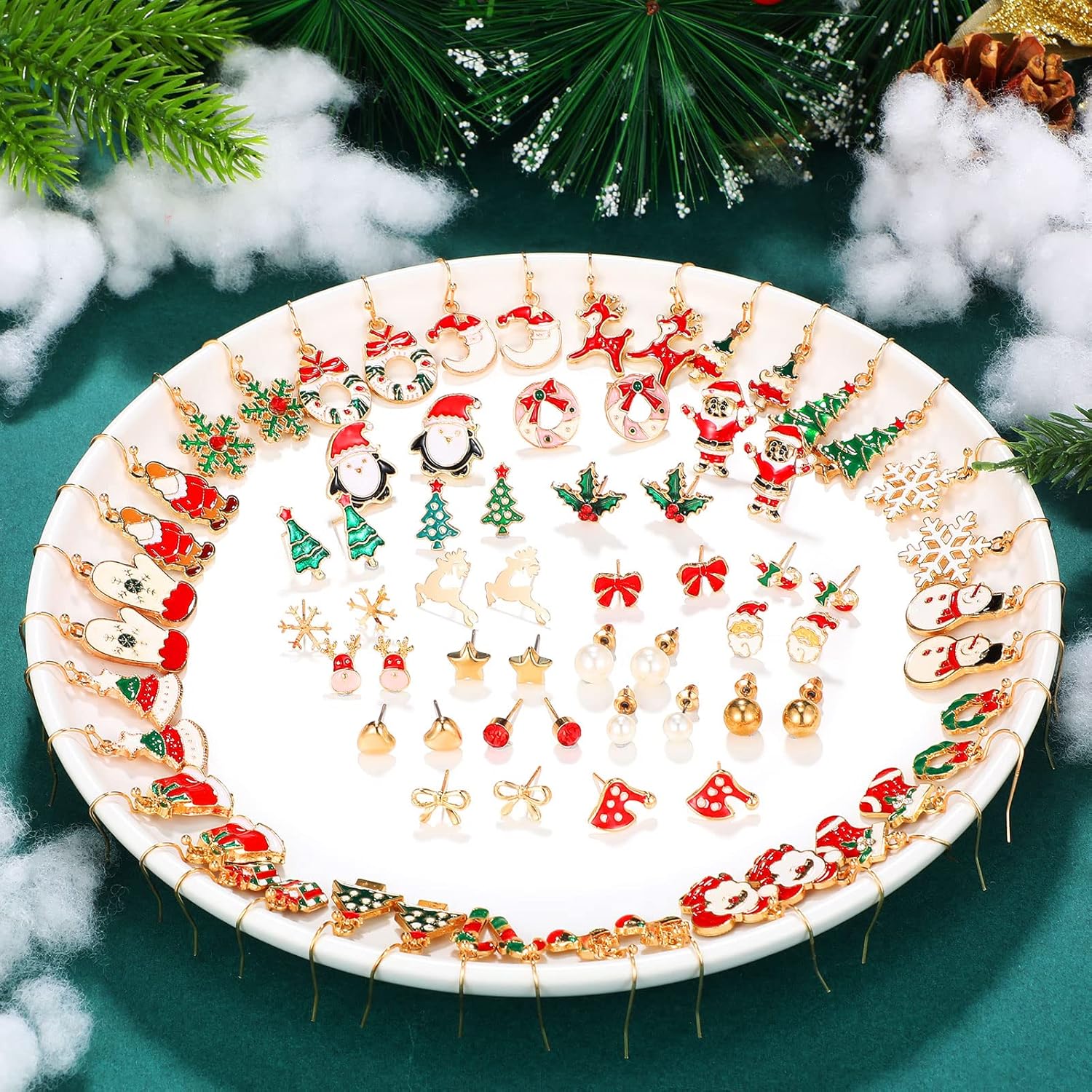54 Pairs Christmas Earrings for Women Xmas Drop Earrings Set Holiday Jewelry Earrings Christmas Tree Snowflake Santa Claus Earrings Merry Christmas Earrings Gift for Xmas Party Decorations - 我的商店我的商店我的商店