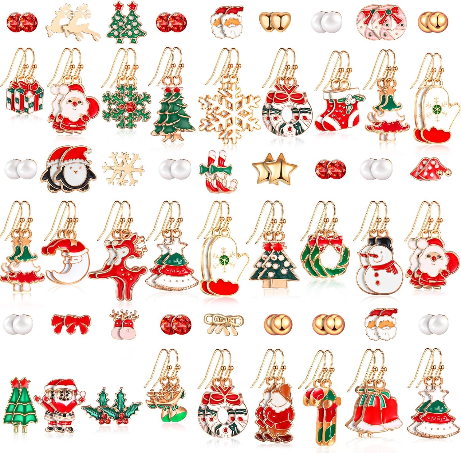 54 Pairs Christmas Earrings for Women Xmas Drop Earrings Set Holiday Jewelry Earrings Christmas Tree Snowflake Santa Claus Earrings Merry Christmas Earrings Gift for Xmas Party Decorations - 我的商店我的商店我的商店