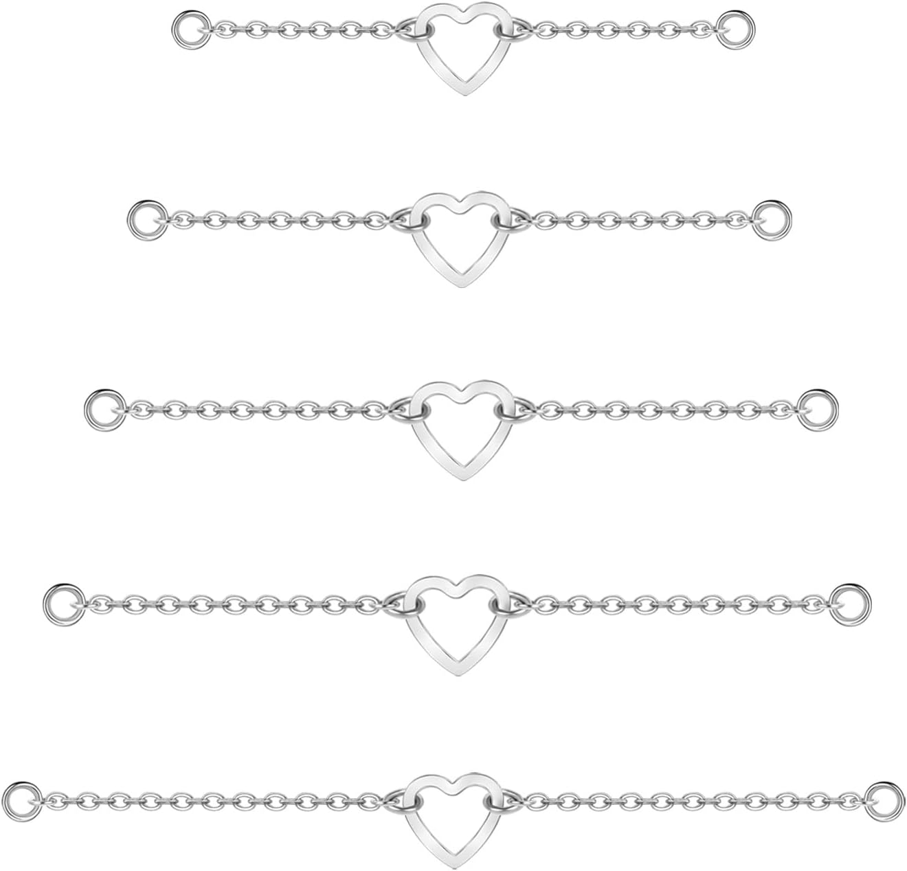 5Pcs Surgical Steel Across Top Nose Rings Chain for Women Nose Studs Nostril Chain - QIAO CrystalQIAO CrystalQIAO Crystal