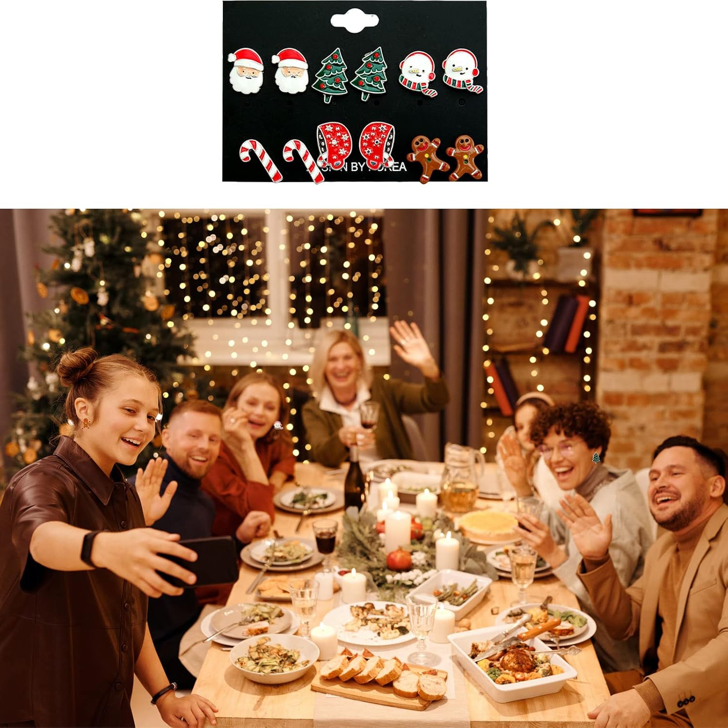 6 - 16 Pair Christmas Earrings for Women Cute Funny Christmas Earrings Bow Tree Santa Holiday Earrings for Christmas Jewellery - QIAO Crystal我的商店QIAO Crystal