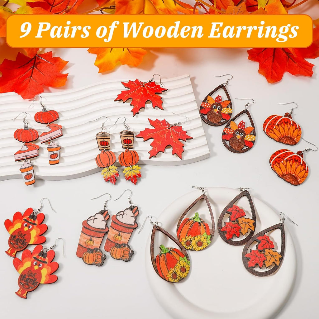 6 - 16 Pairs Halloween Thanksgiving Fall Christmas Earrings for Women,Holiday Dangle Drop Earring and Studs Earring Bulk for Woman,Holiday Jewelry Gifts for Women and Teens - 我的商店我的商店我的商店
