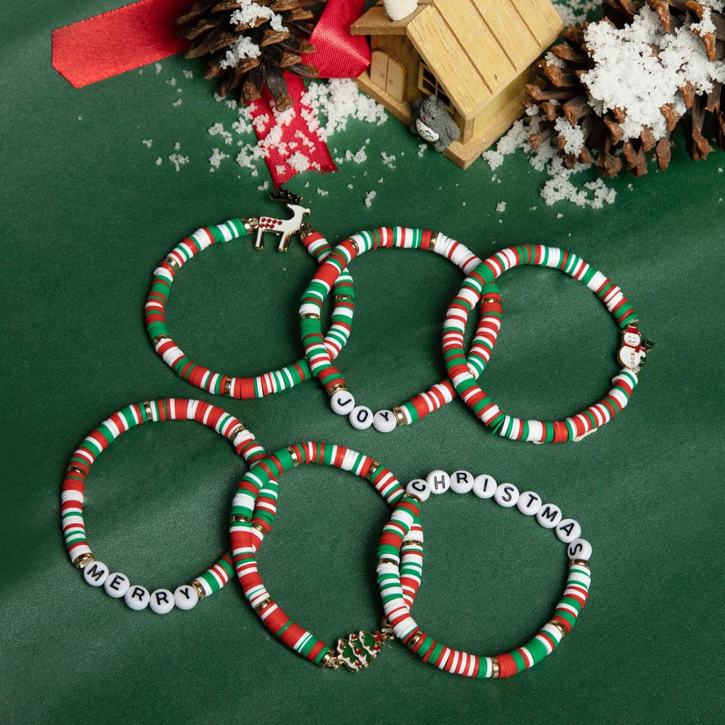 6 Pack Christmas Bracelets: Joy & Merry Candy - Style Stacks for Women & Teens - Perfect Christmas Gifts - Age 3 to Adult - 我的商店我的商店我的商店