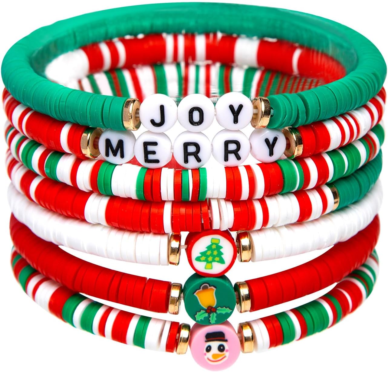 6 Pack Christmas Bracelets: Joy & Merry Candy - Style Stacks for Women & Teens - Perfect Christmas Gifts - Age 3 to Adult - 我的商店我的商店我的商店