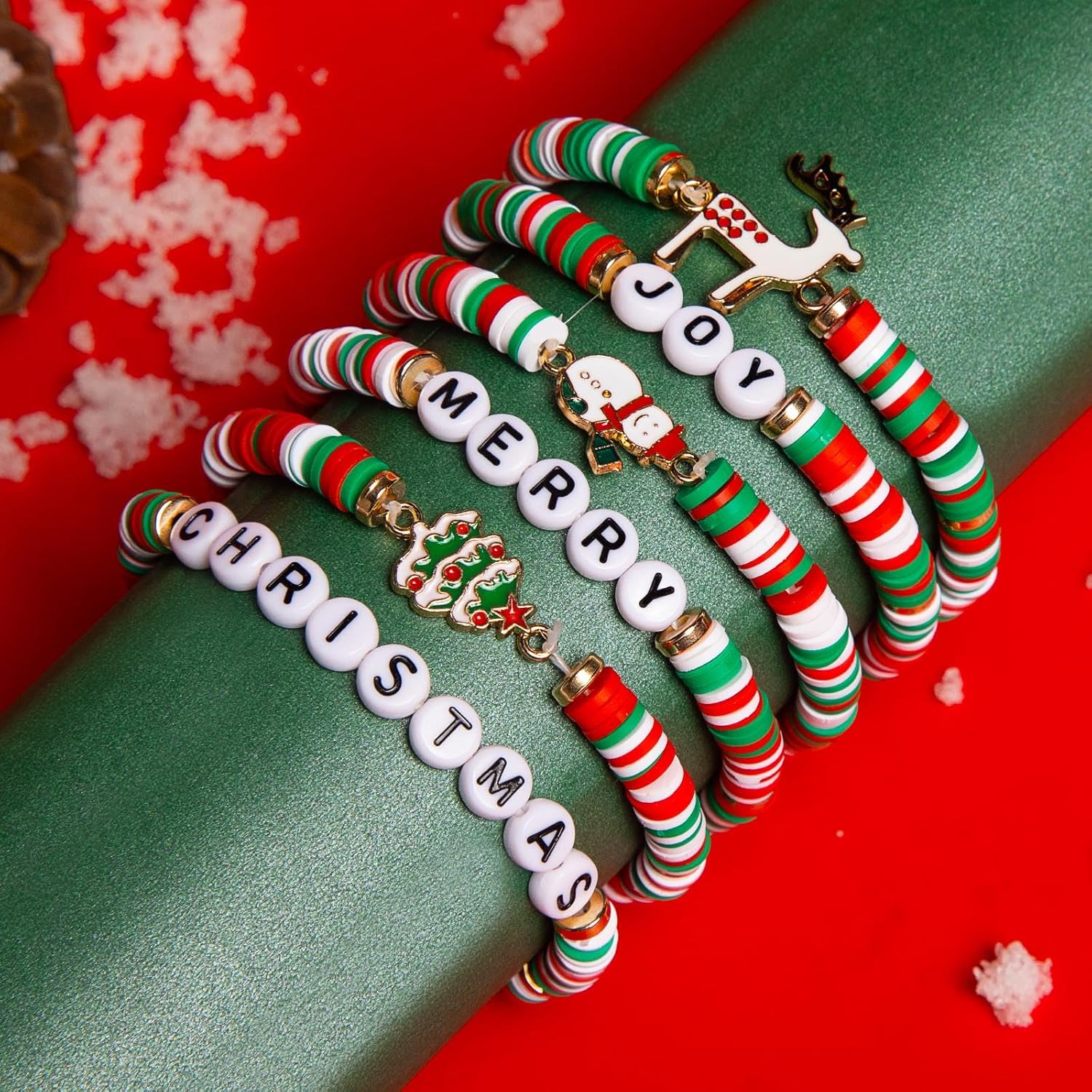 6 Pack Christmas Bracelets: Joy & Merry Candy - Style Stacks for Women & Teens - Perfect Christmas Gifts - Age 3 to Adult - 我的商店我的商店我的商店