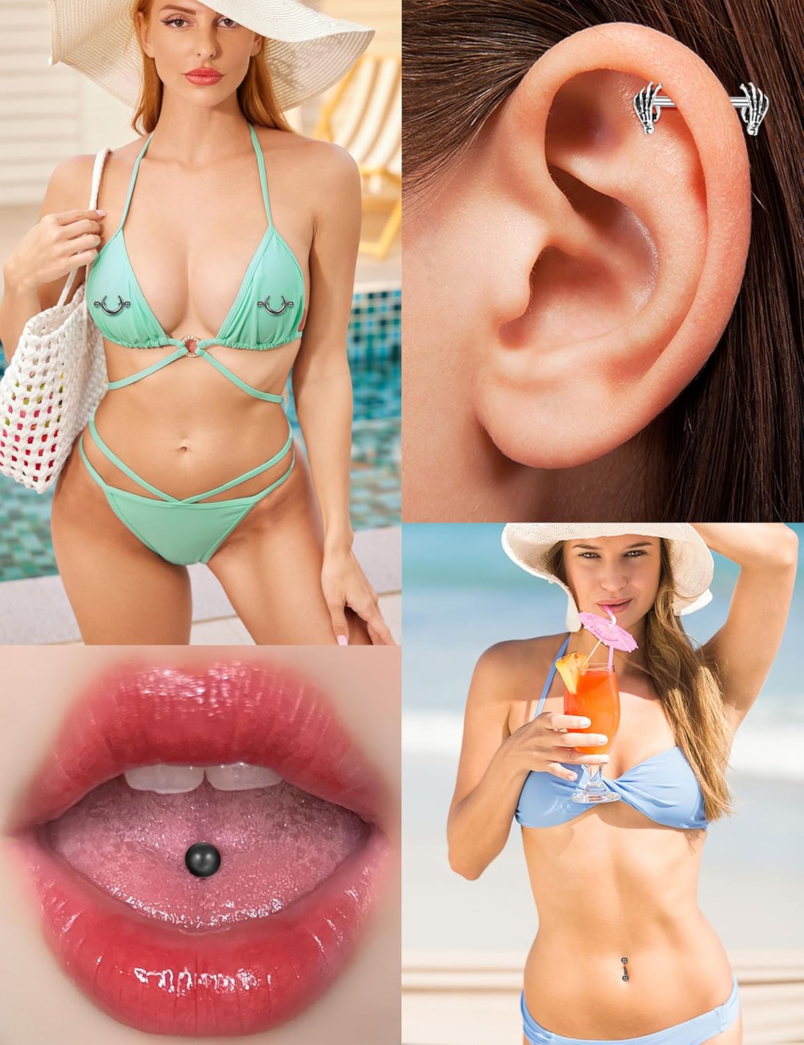 6 Pairs 14G Nipple Rings for Women 316L Stainless Steel Heart Butterfly Moon CZ Flower Barbell Nipple Rings Set Cute Nipplerings Piercing Jewelry - QIAO CrystalQIAO CrystalQIAO Crystal