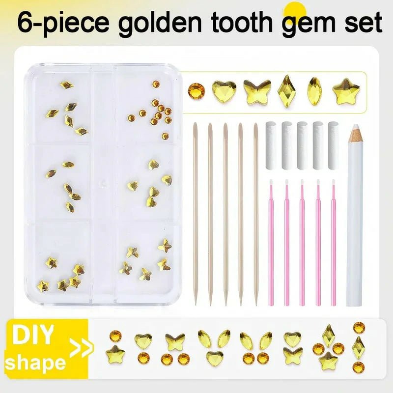 6 - piece Original DIY Tooth Gemz Starter Kit Temporary Cosmetic Crystal Gems - QIAO Crystal我的商店QIAO Crystal