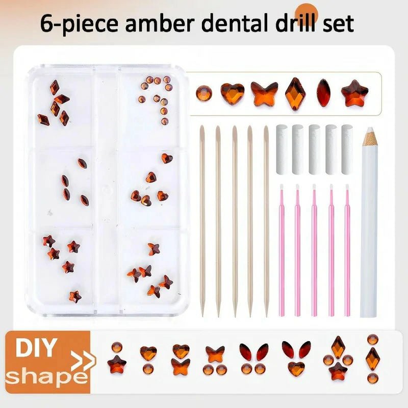 6 - piece Original DIY Tooth Gemz Starter Kit Temporary Cosmetic Crystal Gems - QIAO Crystal我的商店QIAO Crystal