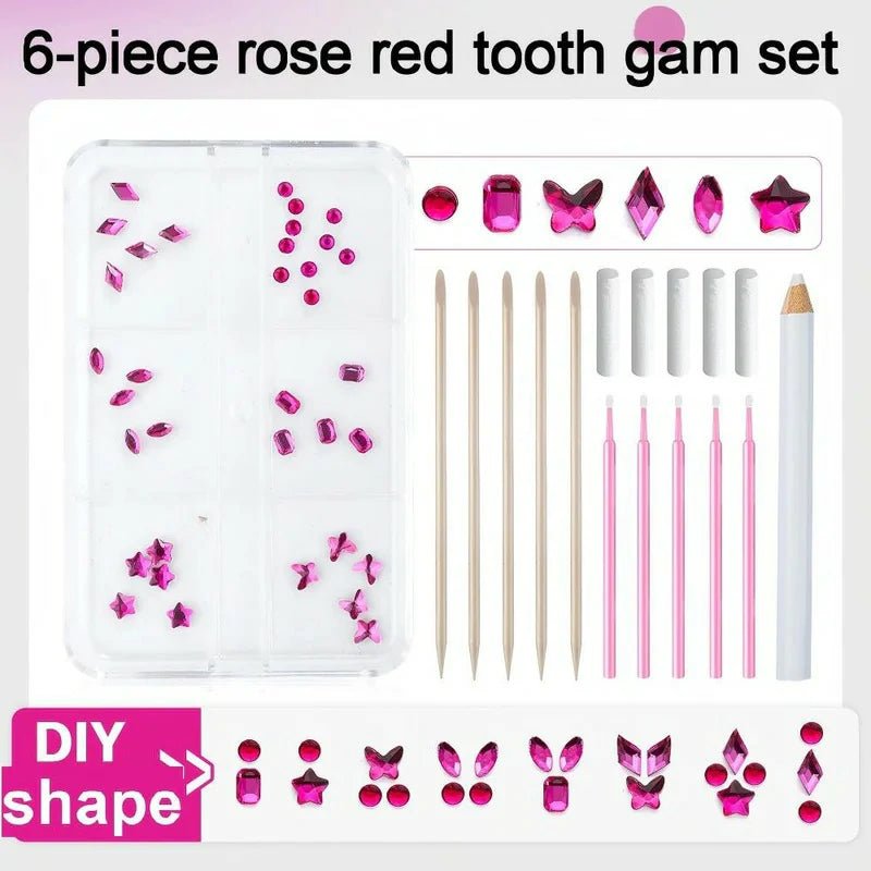 6 - piece Original DIY Tooth Gemz Starter Kit Temporary Cosmetic Crystal Gems - QIAO Crystal我的商店QIAO Crystal
