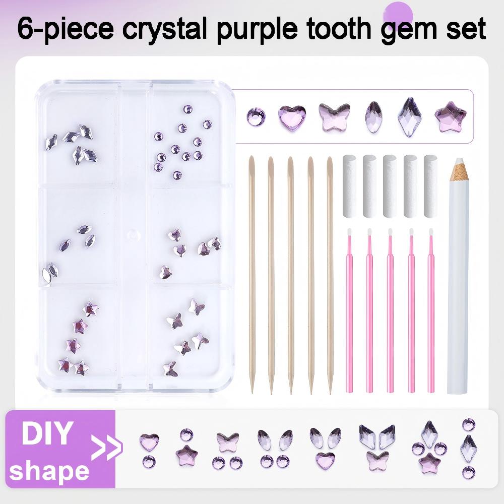 6 - piece Original DIY Tooth Gemz Starter Kit – Temporary Cosmetic Crystal Gems for a Sparkling Smile – Easy At - Home Application - QIAO Crystal我的商店QIAO Crystal