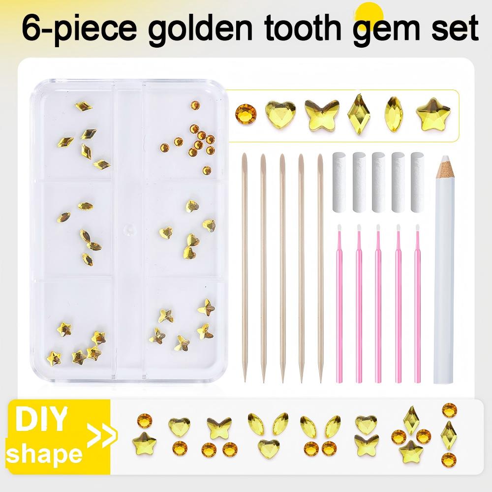 6 - piece Original DIY Tooth Gemz Starter Kit – Temporary Cosmetic Crystal Gems for a Sparkling Smile – Easy At - Home Application - QIAO Crystal我的商店QIAO Crystal