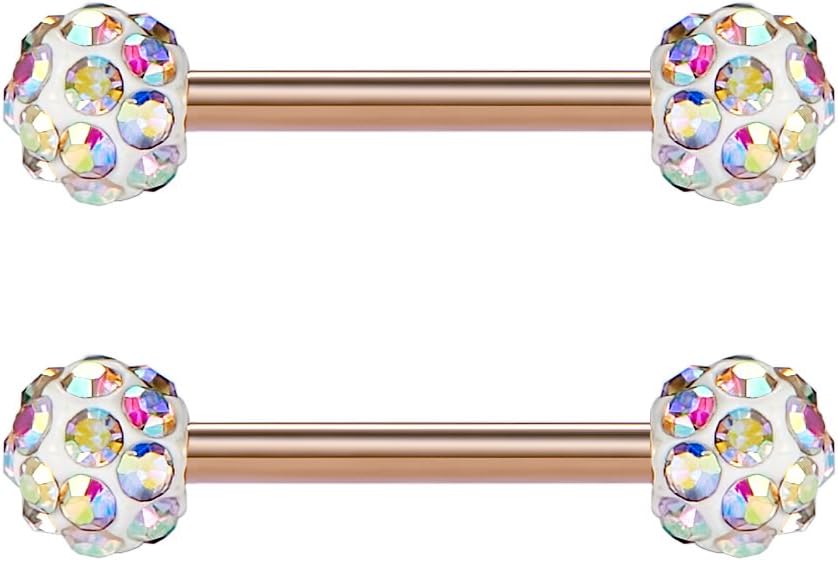 VCMART 12mm-18mm 14G Tongue Rings Nipple Straight Barbells Surgical Steel Body Piercing Jewelry