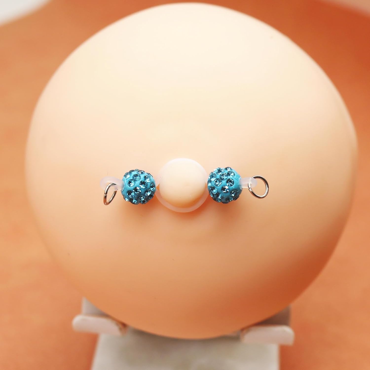 2Pairs Non-Piercing Nipple Rings Rhinestones Faux Nipple Barbells Adjustable Fake Nipple Chain Body Jewelry