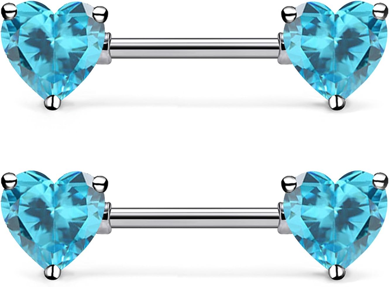 14G ASTM F136 Titanium Nipple Piercing Jewelry Heart CZ Nipple Barbell Jewelry Internally Threaded G23 Solid Titanium Nipple Piercing Barbell Ring Jewelry for Women Men 14 Gauge