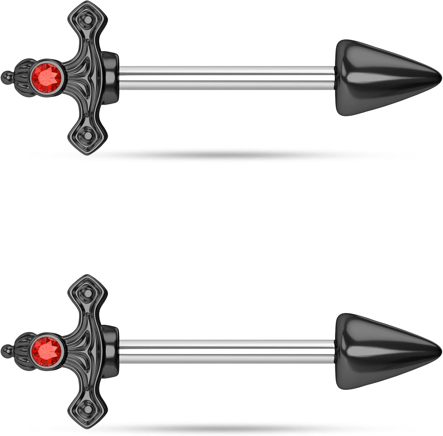 CM Crareesi Mania Dagger Nipple Rings - 316L Surgical Steel 14 Gauge Goth Piercing Jewelry