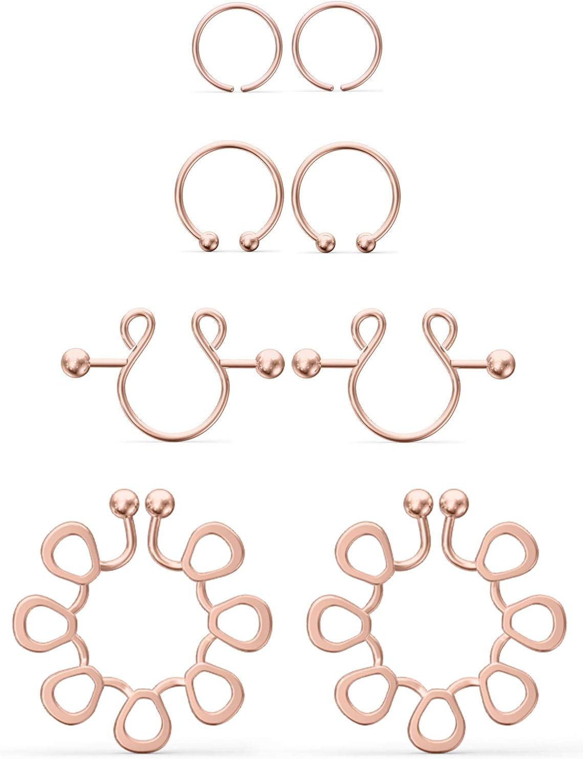 Jenxnjsjo Fake Nipple Rings, Fake Nipple Piercing, Faux Nipple Piercing, Nipple Rings Non Piercing, Non Piercing Nipple Rings, Fake Nipple Ring, Fake Nipple Piercings, Faux Nipple Rings for Women