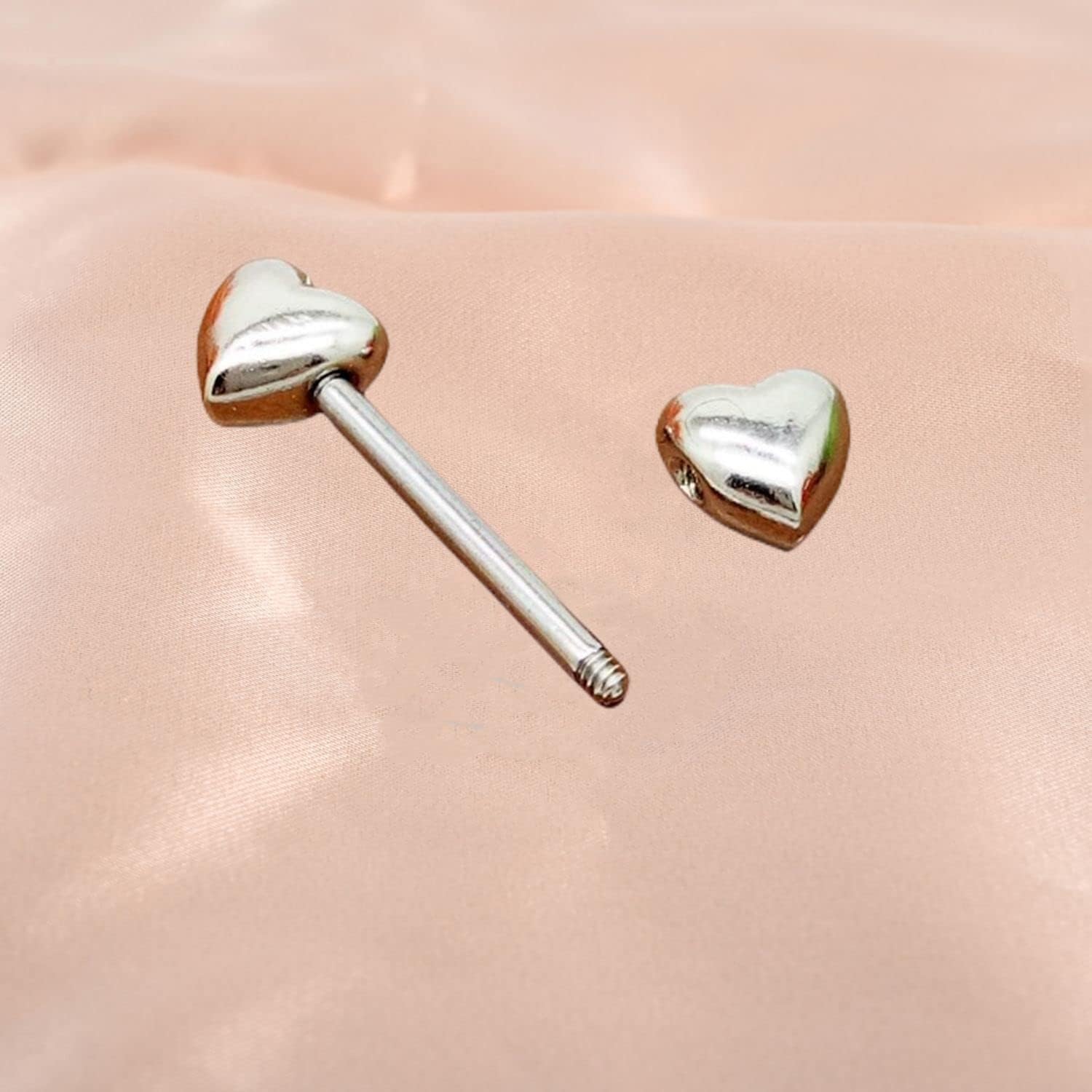 14G Minimalist Heart Nipple Rings Stainless Steel Love Hearts Nipplerings Straight Tongue Rings Barbell Bar Piercing Body Jewelry for Women