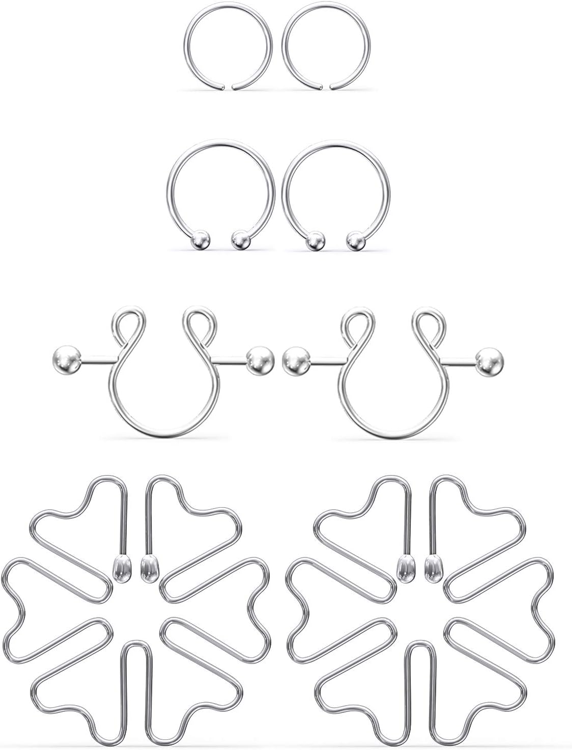 Jenxnjsjo Fake Nipple Rings, Fake Nipple Piercing, Faux Nipple Piercing, Nipple Rings Non Piercing, Non Piercing Nipple Rings, Fake Nipple Ring, Fake Nipple Piercings, Faux Nipple Rings for Women