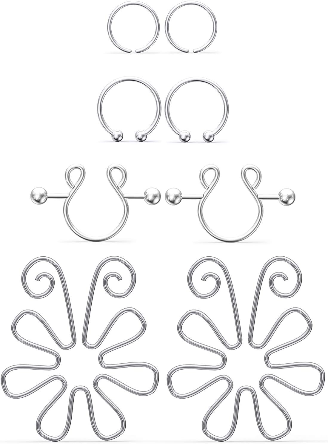 Jenxnjsjo Fake Nipple Rings, Fake Nipple Piercing, Faux Nipple Piercing, Nipple Rings Non Piercing, Non Piercing Nipple Rings, Fake Nipple Ring, Fake Nipple Piercings, Faux Nipple Rings for Women