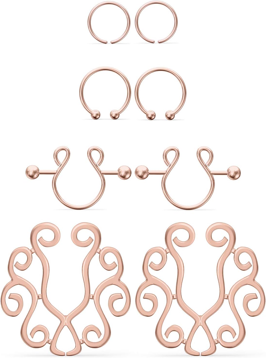 Jenxnjsjo Fake Nipple Rings, Fake Nipple Piercing, Faux Nipple Piercing, Nipple Rings Non Piercing, Non Piercing Nipple Rings, Fake Nipple Ring, Fake Nipple Piercings, Faux Nipple Rings for Women