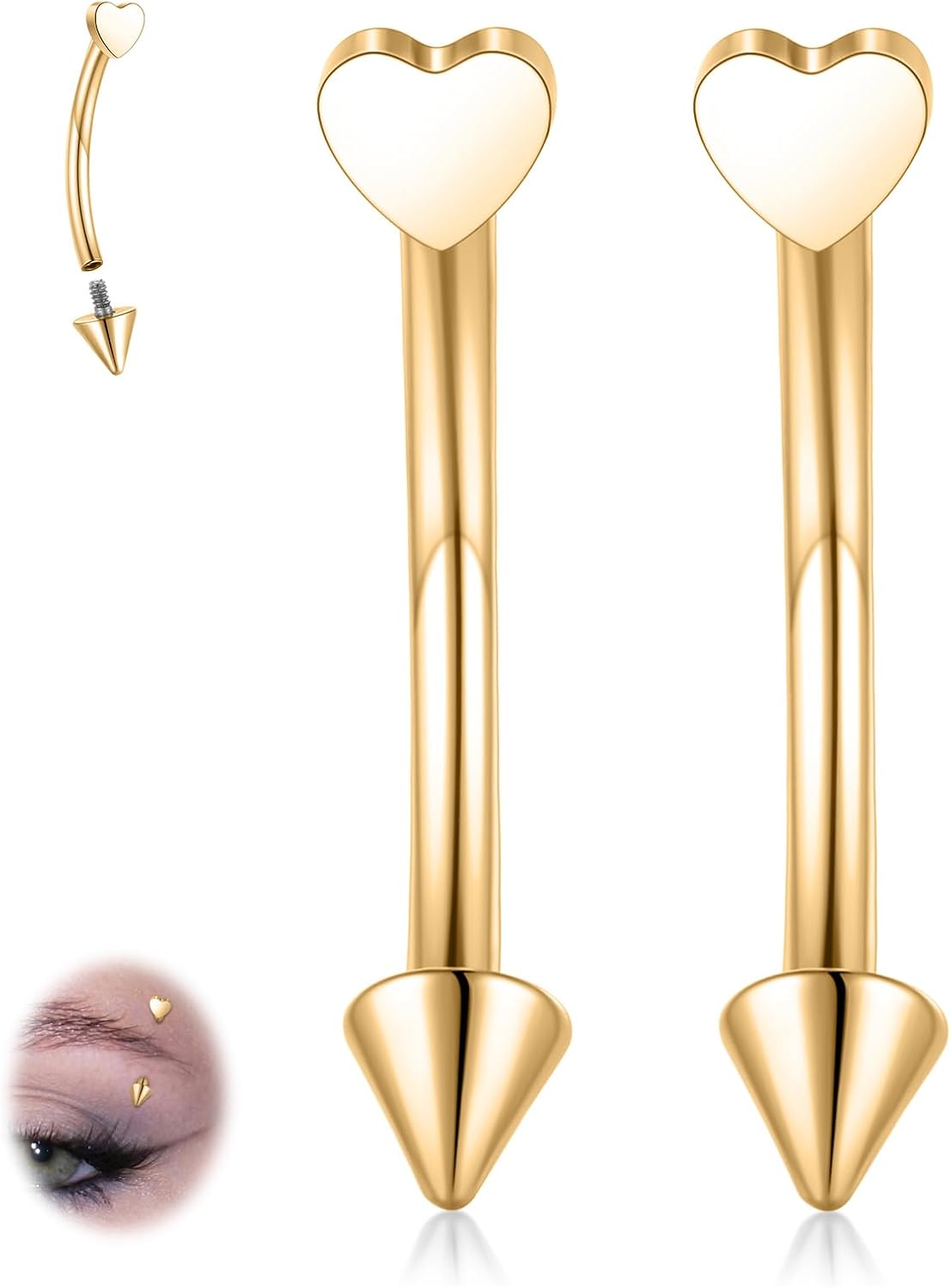 G23 Titanium Eyebrow Piercing Jewelry Eyebrow Rings Curved Barbell 16G Eyebrow Belly Button Ring Navel Rings Rook Daith Earrings Lip Ring Eyebrow Jewelry 6mm-12mm