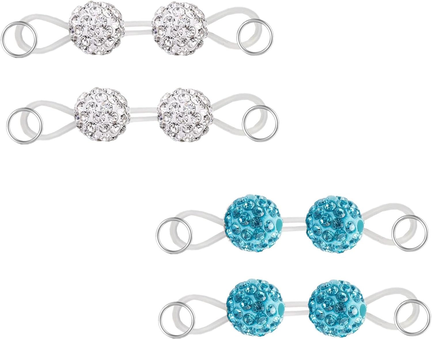 2Pairs Non-Piercing Nipple Rings Rhinestones Faux Nipple Barbells Adjustable Fake Nipple Chain Body Jewelry