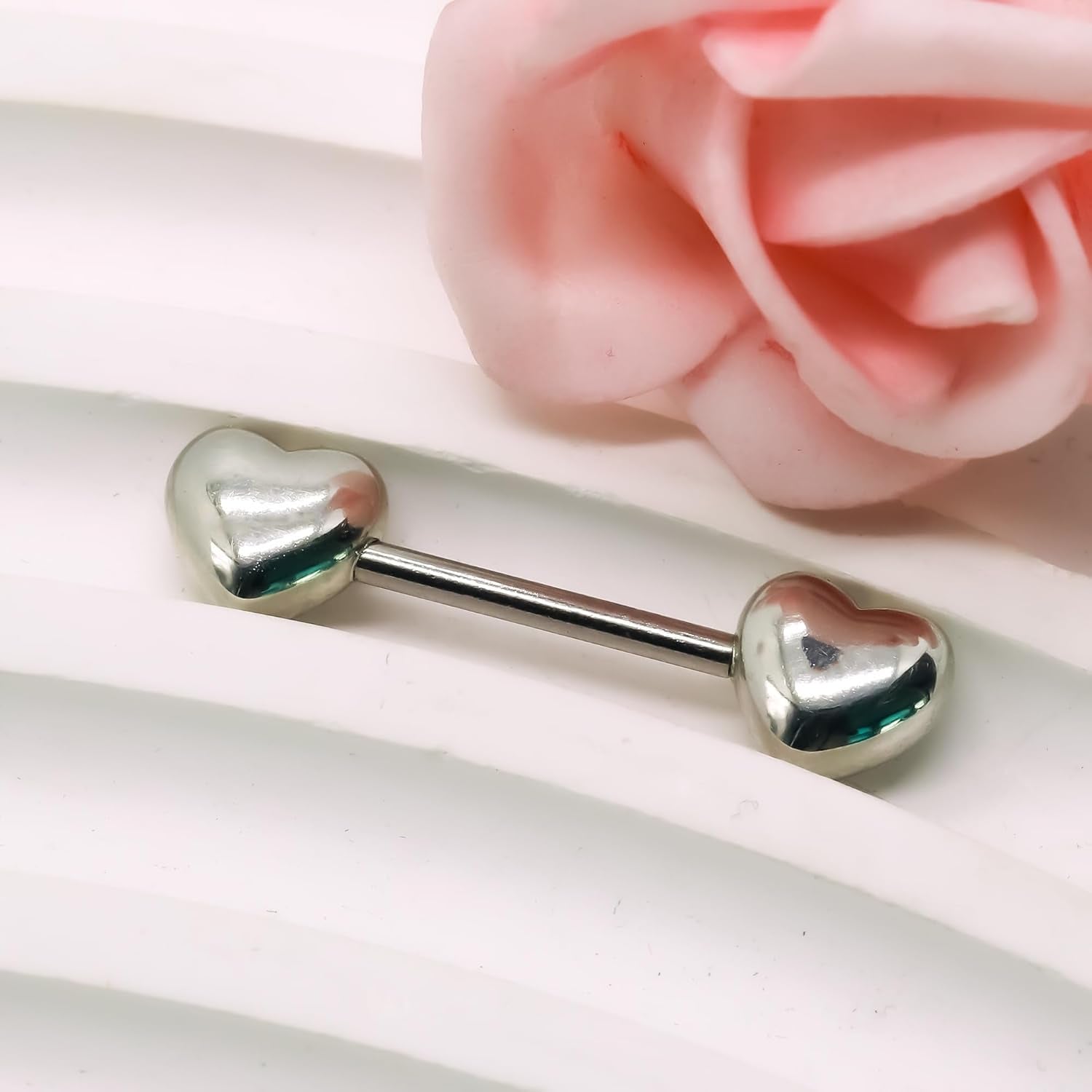 14G Minimalist Heart Nipple Rings 316L Stainless Steel Nipplerings Heart Tongue Rings Barbells Piercing Body Jewelry for Women
