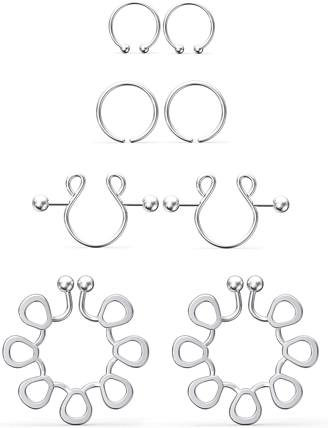 Jenxnjsjo Fake Nipple Rings, Fake Nipple Piercing, Faux Nipple Piercing, Nipple Rings Non Piercing, Non Piercing Nipple Rings, Fake Nipple Ring, Fake Nipple Piercings, Faux Nipple Rings for Women