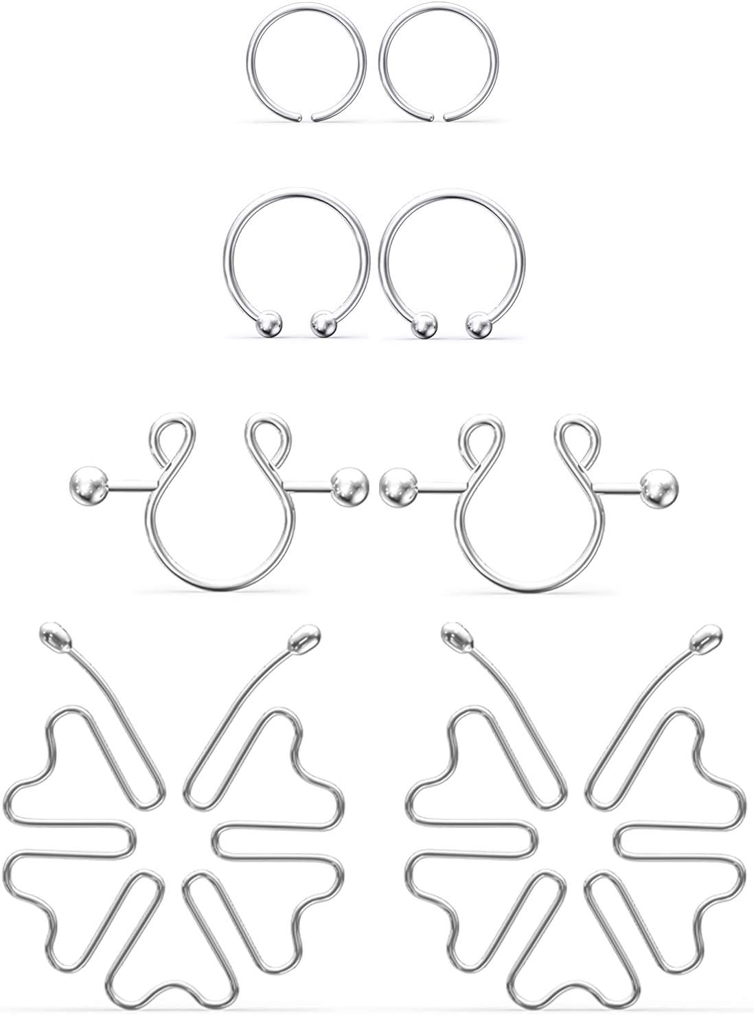 Jenxnjsjo Fake Nipple Rings, Fake Nipple Piercing, Faux Nipple Piercing, Nipple Rings Non Piercing, Non Piercing Nipple Rings, Fake Nipple Ring, Fake Nipple Piercings, Faux Nipple Rings for Women