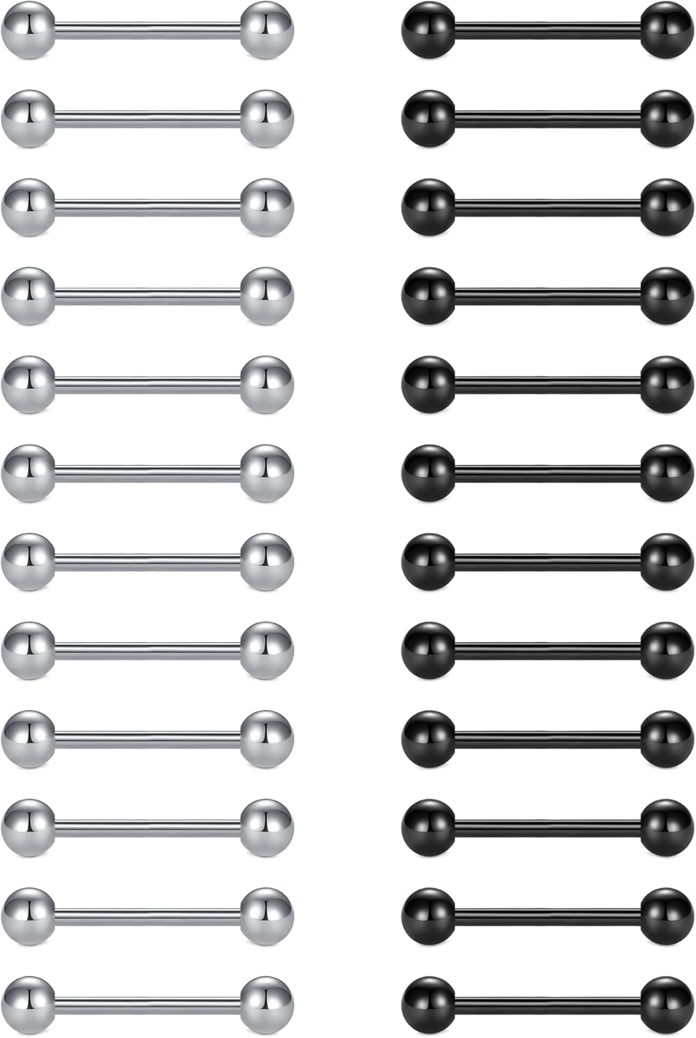 VCMART 12mm-18mm 14G Tongue Rings Nipple Straight Barbells Surgical Steel Body Piercing Jewelry
