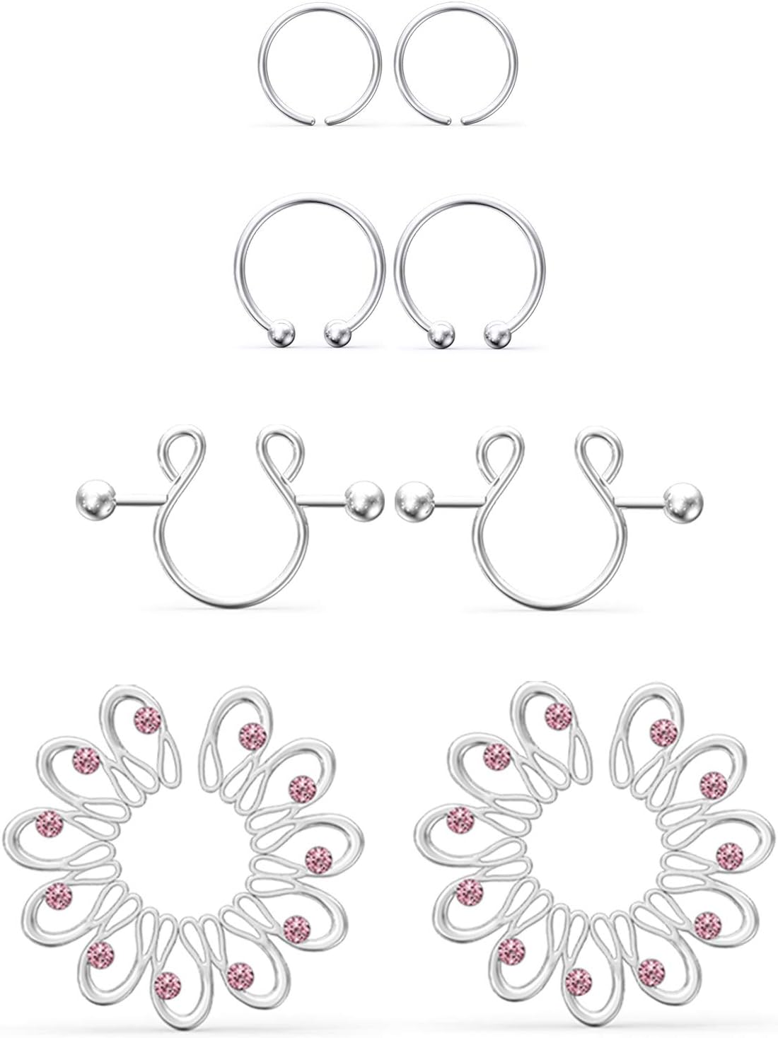 Jenxnjsjo Fake Nipple Rings, Fake Nipple Piercing, Faux Nipple Piercing, Nipple Rings Non Piercing, Non Piercing Nipple Rings, Fake Nipple Ring, Fake Nipple Piercings, Faux Nipple Rings for Women