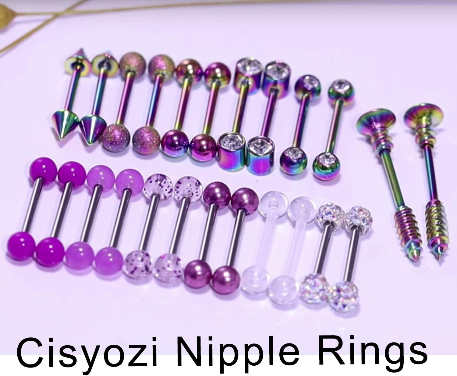 Cisyozi 16G 14G Nipple Piercing Jewelry Tongue Rings Hypoallergenic 316L Surgical Steel Nipple Tongue Barbells Piercing Jewelry for Women Men Shining and Cute 12 Pairs