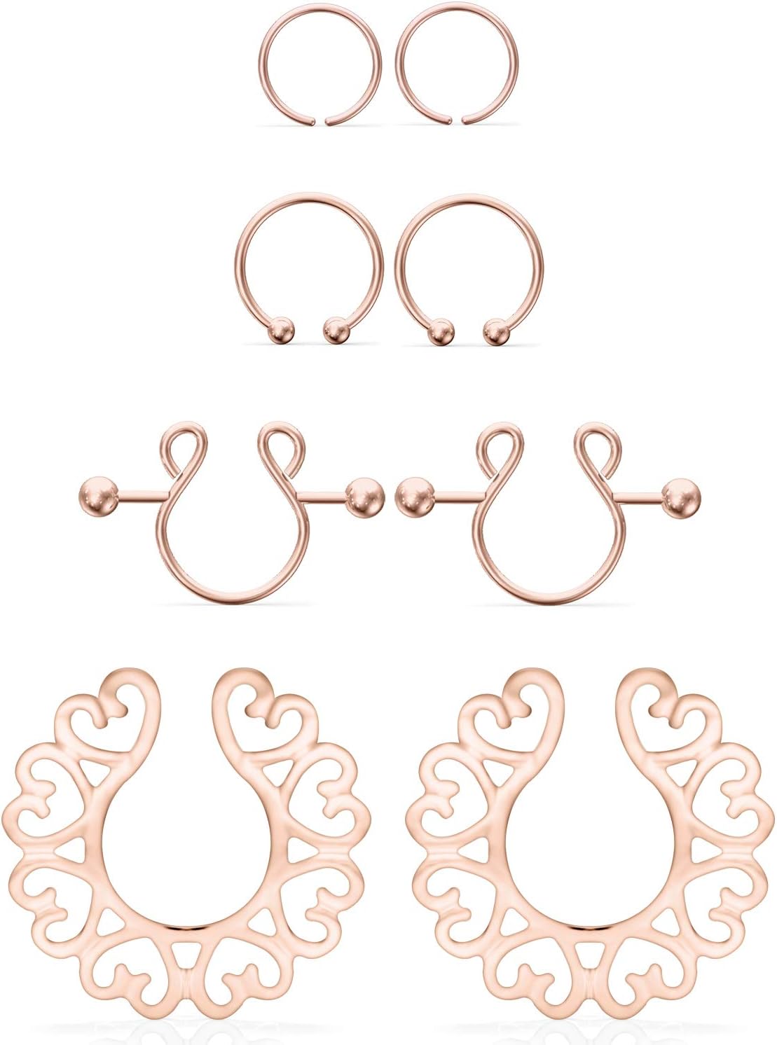 Jenxnjsjo Fake Nipple Rings, Fake Nipple Piercing, Faux Nipple Piercing, Nipple Rings Non Piercing, Non Piercing Nipple Rings, Fake Nipple Ring, Fake Nipple Piercings, Faux Nipple Rings for Women