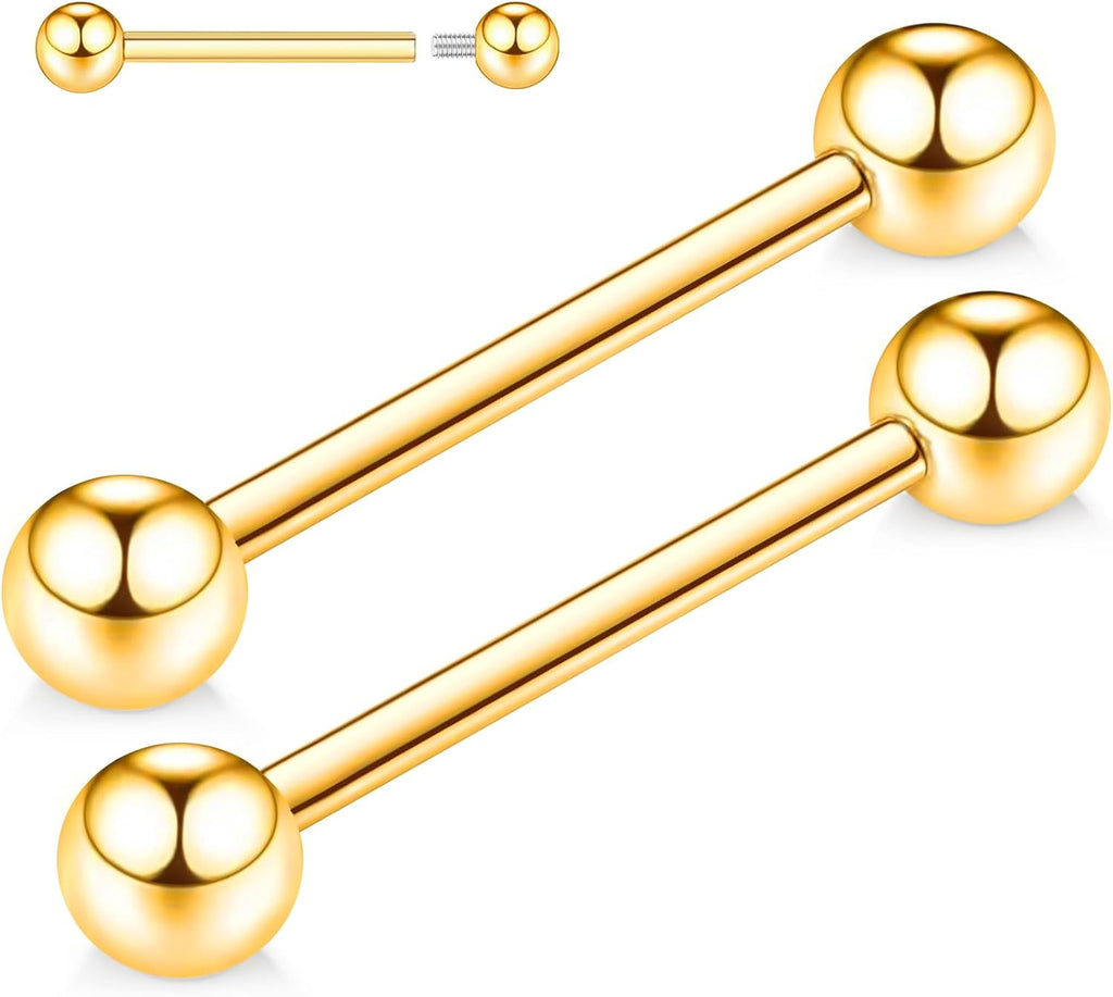 14G Nipple Rings 5-8 Pairs Stainless Steel Nipple Niercing Jewelry Heart Dangle Barbell Tongue Rings Set Cute Pink CZ Nipple Jewelry