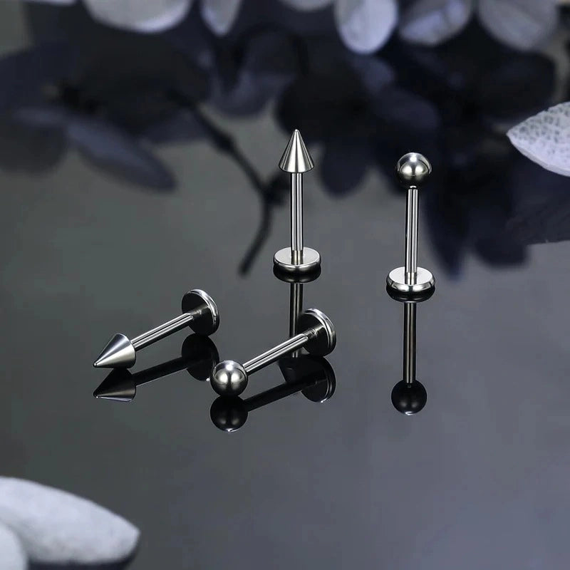 Titanium Flat Back Lip Rings Internally Threaded Earrings Studs Nose Rings 20G 18G 16G