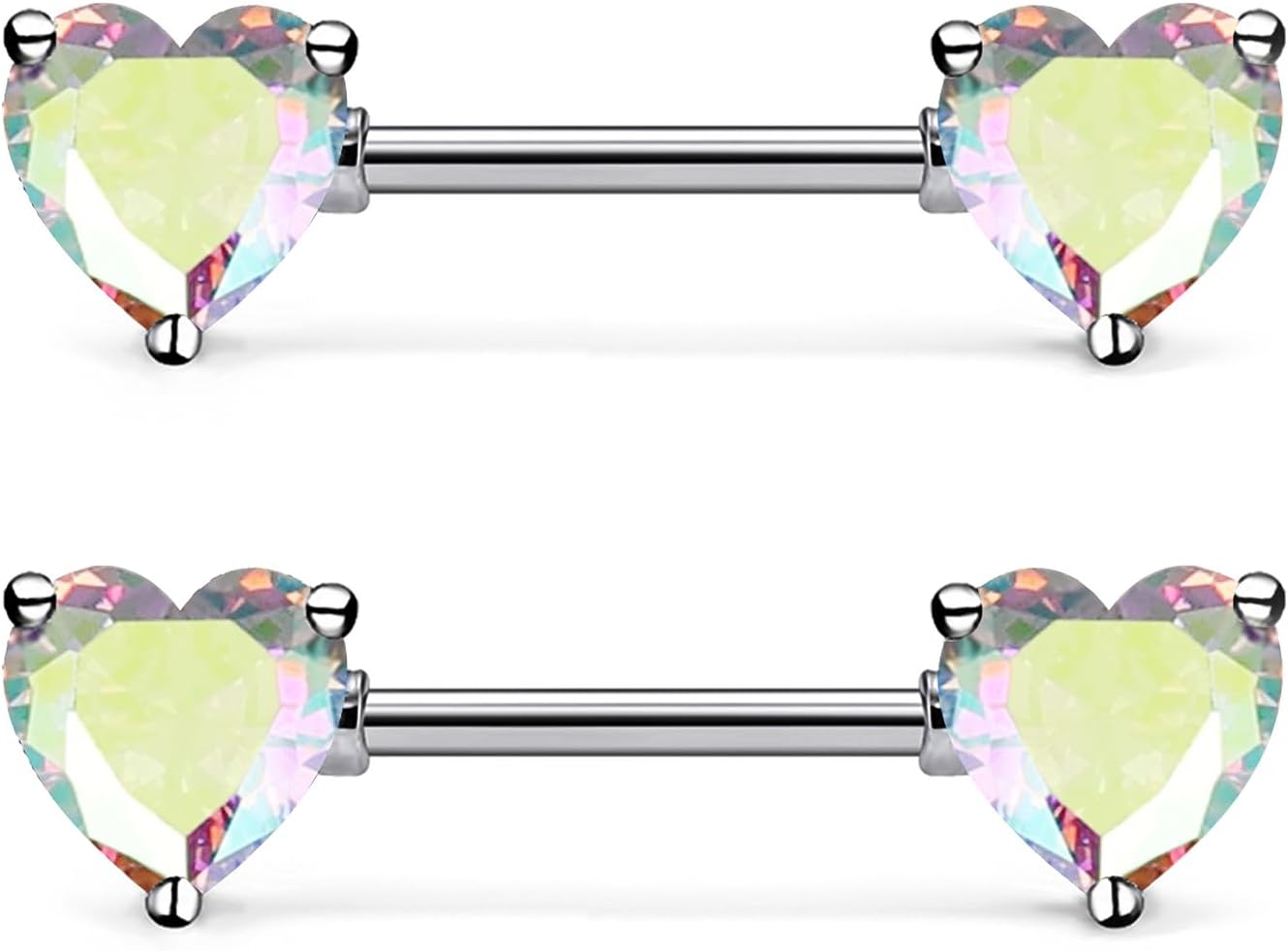 14G ASTM F136 Titanium Nipple Piercing Jewelry Heart CZ Nipple Barbell Jewelry Internally Threaded G23 Solid Titanium Nipple Piercing Barbell Ring Jewelry for Women Men 14 Gauge