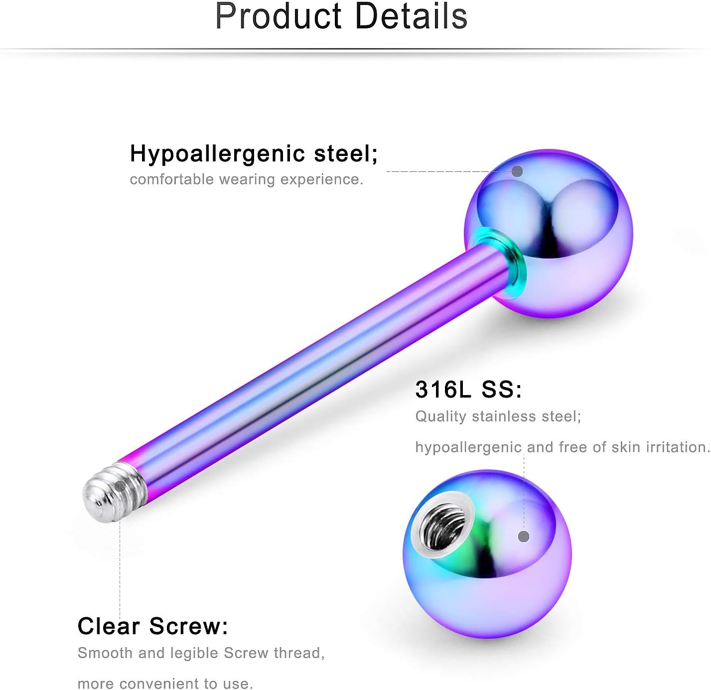 Cisyozi 16G 14G Nipple Piercing Jewelry Tongue Rings Hypoallergenic 316L Surgical Steel Nipple Tongue Barbells Piercing Jewelry for Women Men Shining and Cute 12 Pairs