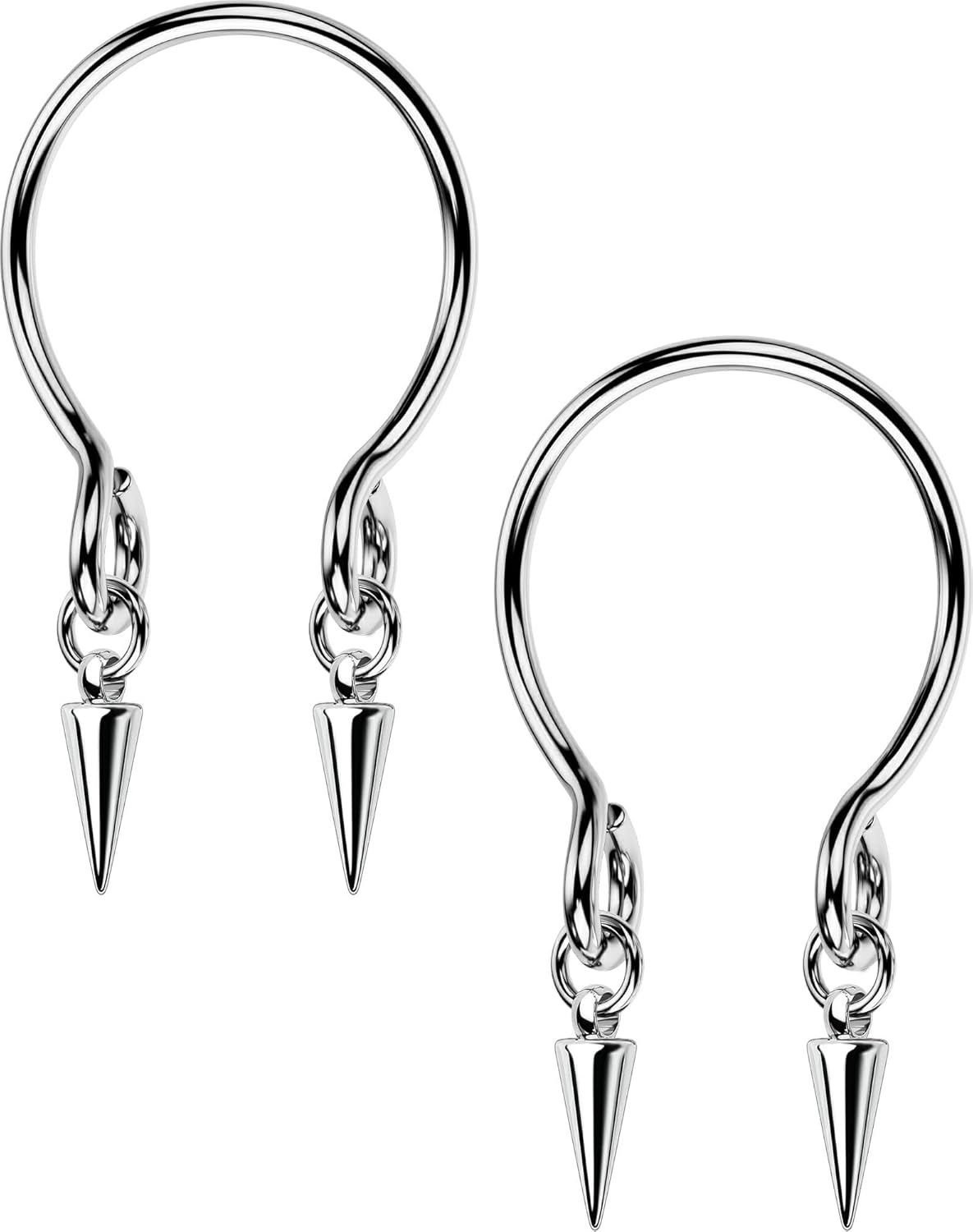 OUFER 2PCS Non Piercing Nipple Rings with Dangling Charms, Adjustable Stainless Steel Fake Nipple Jewelry for Women Men, Comfortable & Stylish Faux Piercing