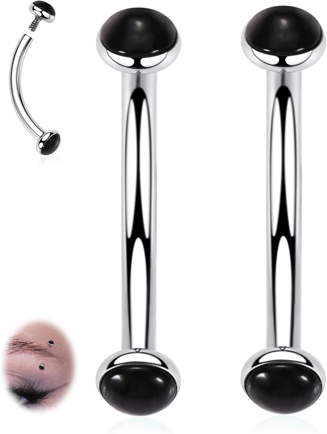 G23 Titanium Eyebrow Piercing Jewelry Eyebrow Rings Curved Barbell 16G Eyebrow Belly Button Ring Navel Rings Rook Daith Earrings Lip Ring Eyebrow Jewelry 6mm-12mm