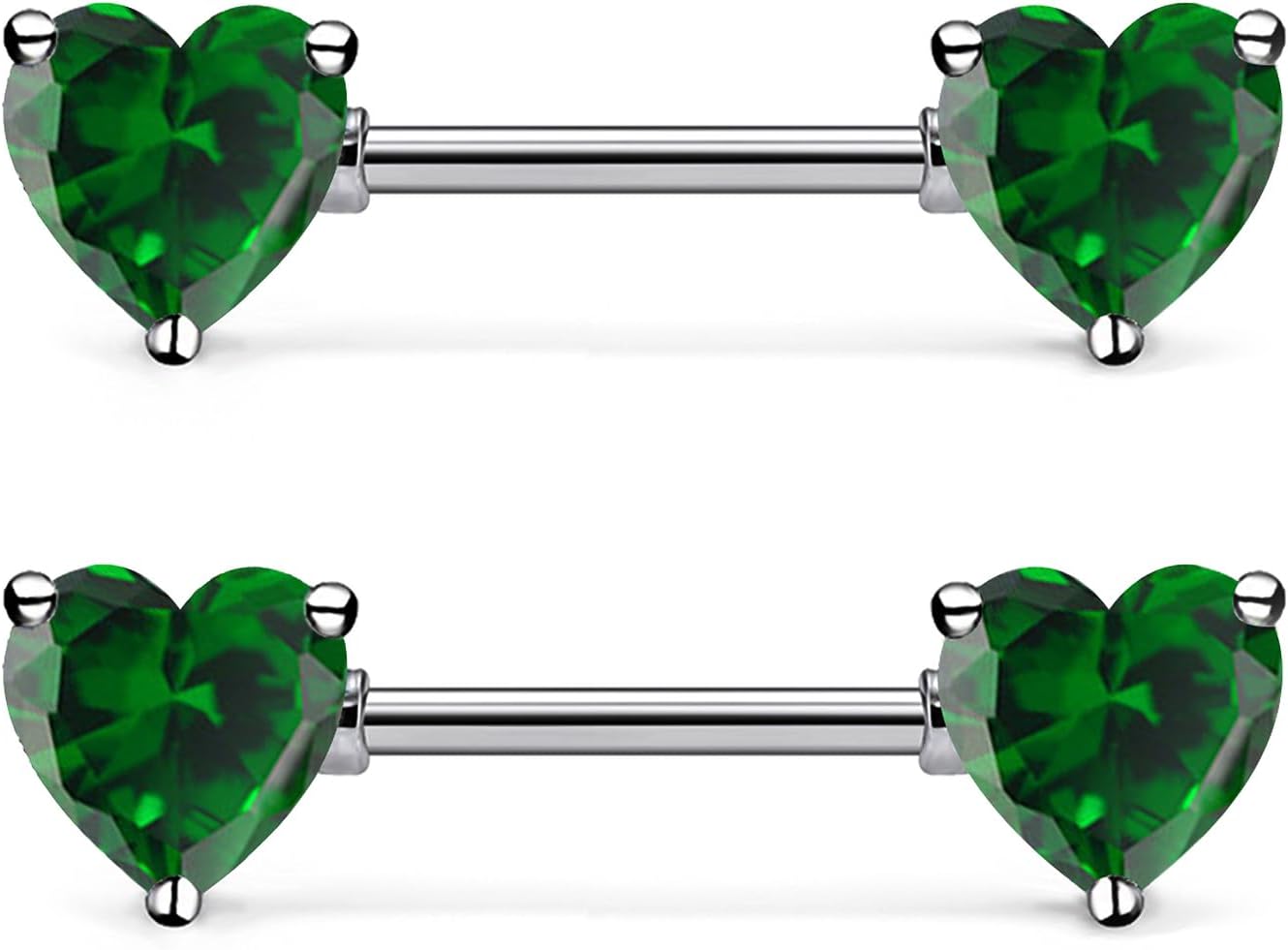 14G ASTM F136 Titanium Nipple Piercing Jewelry Heart CZ Nipple Barbell Jewelry Internally Threaded G23 Solid Titanium Nipple Piercing Barbell Ring Jewelry for Women Men 14 Gauge