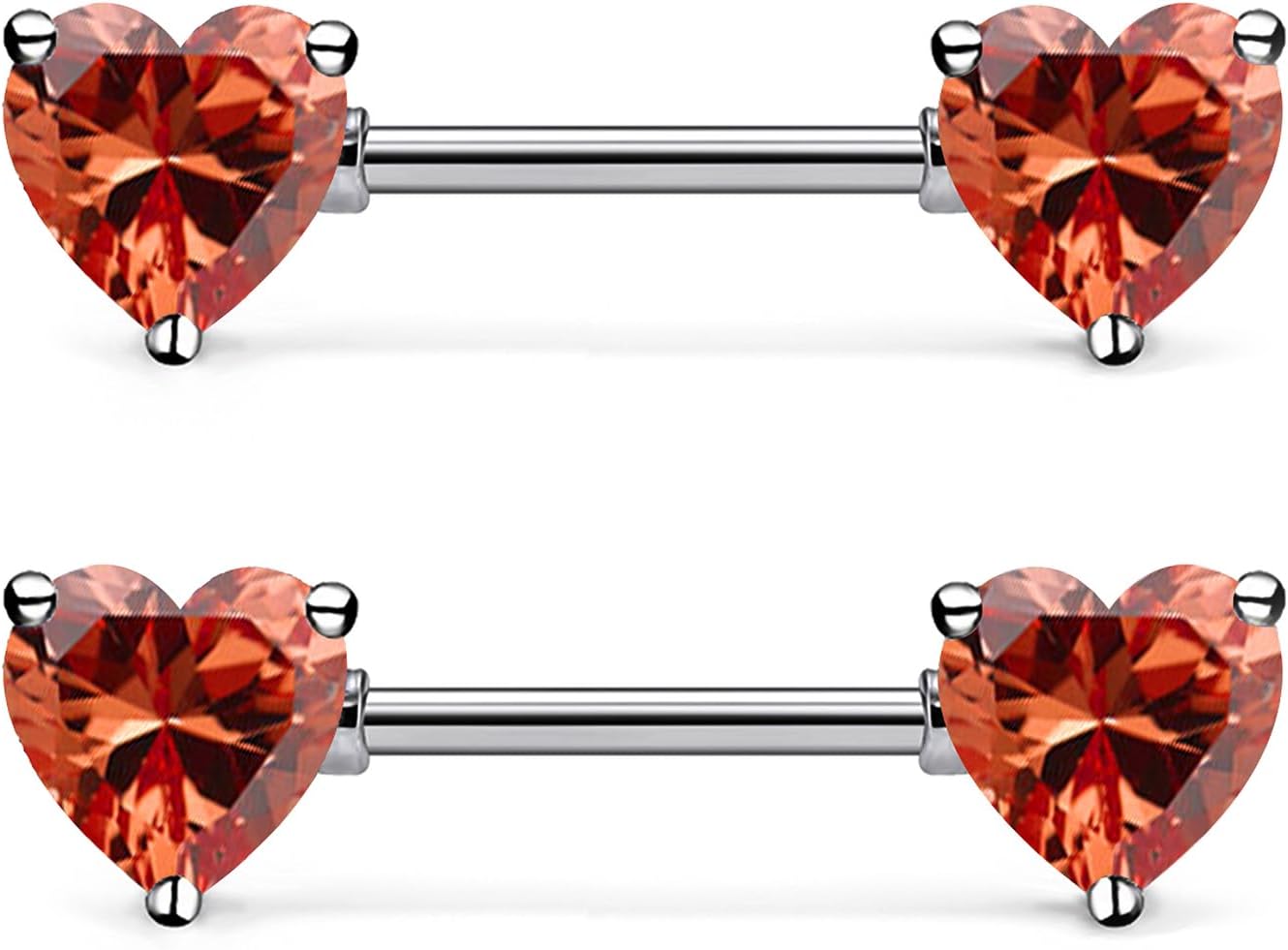 14G ASTM F136 Titanium Nipple Piercing Jewelry Heart CZ Nipple Barbell Jewelry Internally Threaded G23 Solid Titanium Nipple Piercing Barbell Ring Jewelry for Women Men 14 Gauge