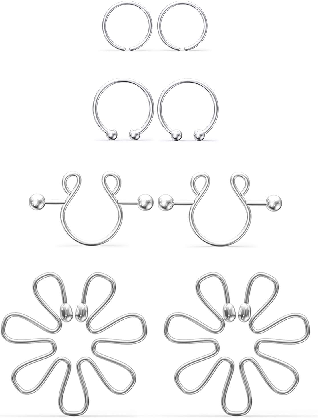 Jenxnjsjo Fake Nipple Rings, Fake Nipple Piercing, Faux Nipple Piercing, Nipple Rings Non Piercing, Non Piercing Nipple Rings, Fake Nipple Ring, Fake Nipple Piercings, Faux Nipple Rings for Women