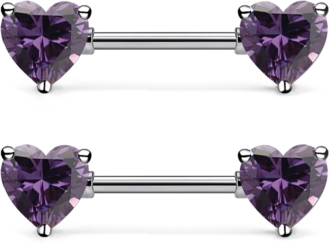 14G ASTM F136 Titanium Nipple Piercing Jewelry Heart CZ Nipple Barbell Jewelry Internally Threaded G23 Solid Titanium Nipple Piercing Barbell Ring Jewelry for Women Men 14 Gauge