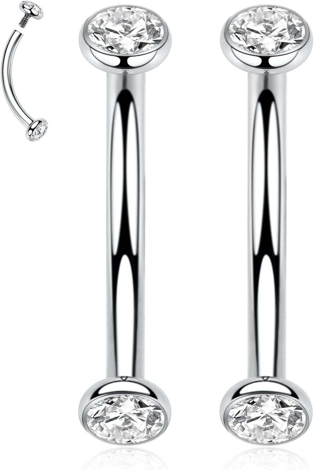 G23 Titanium Eyebrow Piercing Jewelry Eyebrow Rings Curved Barbell 16G Eyebrow Belly Button Ring Navel Rings Rook Daith Earrings Lip Ring Eyebrow Jewelry 6mm-12mm