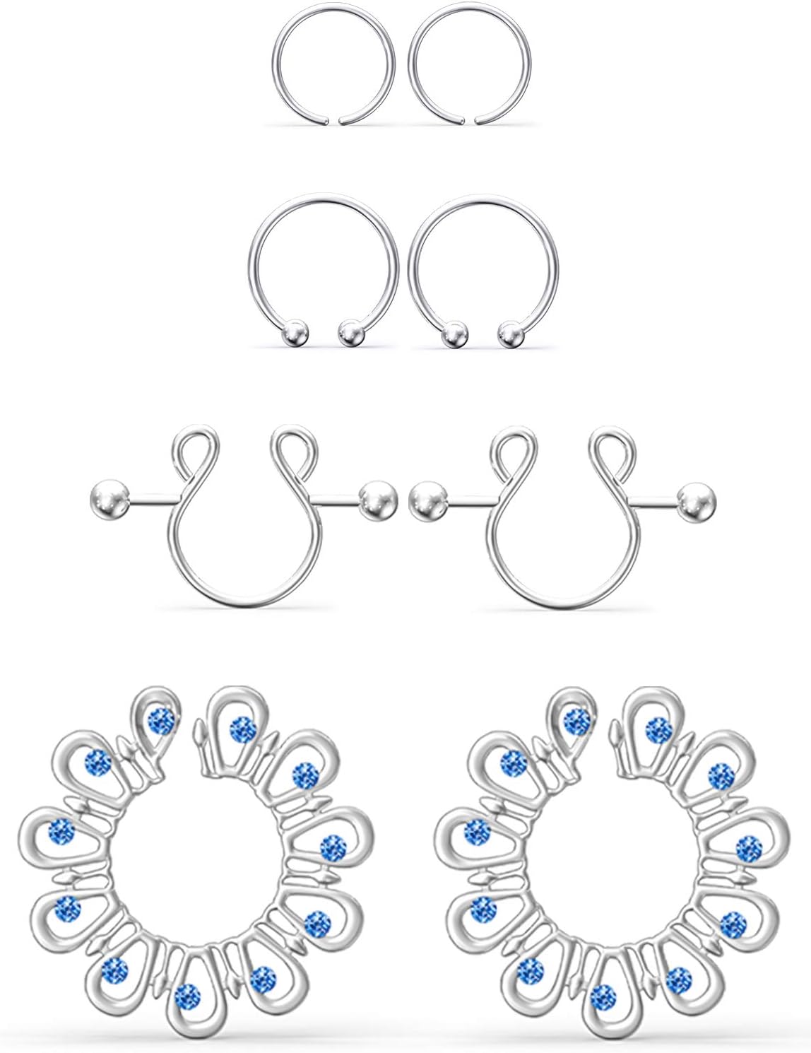 Jenxnjsjo Fake Nipple Rings, Fake Nipple Piercing, Faux Nipple Piercing, Nipple Rings Non Piercing, Non Piercing Nipple Rings, Fake Nipple Ring, Fake Nipple Piercings, Faux Nipple Rings for Women