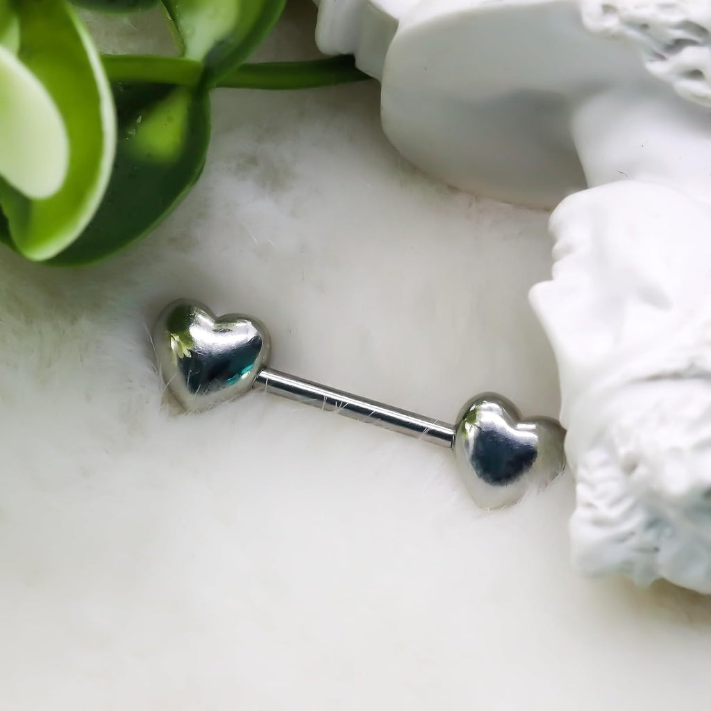 14G Minimalist Heart Nipple Rings 316L Stainless Steel Nipplerings Heart Tongue Rings Barbells Piercing Body Jewelry for Women