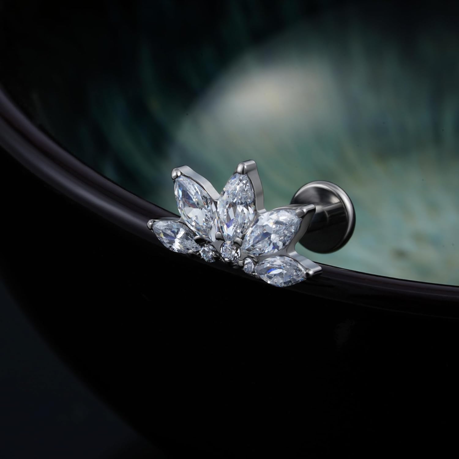 6mm 8mm ASTM F136 Titanium 16G Flatback Stud for Tragus Helix Conch - QIAO CrystalQIAO CrystalQIAO Crystal