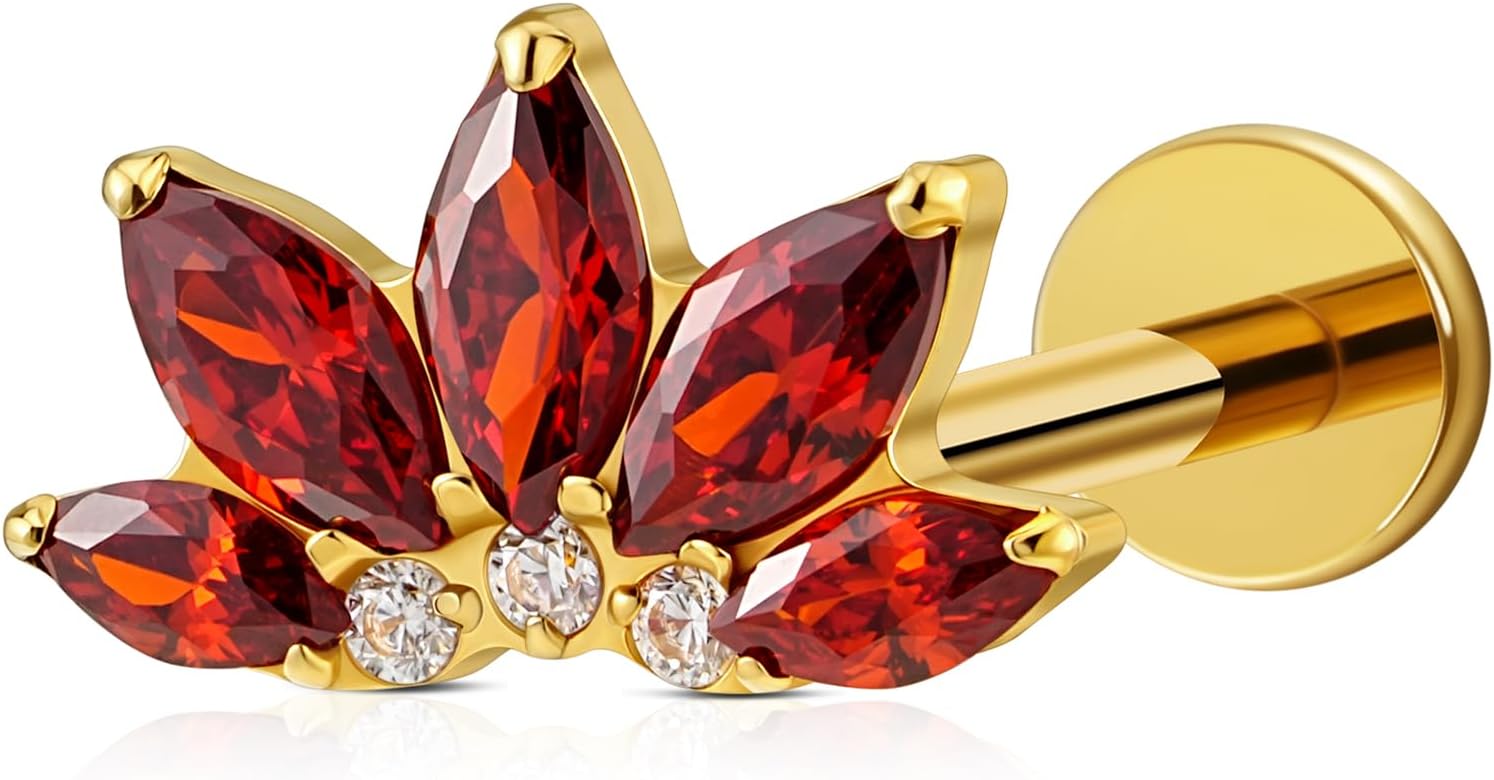 6mm 8mm ASTM F136 Titanium 16G Flatback Stud for Tragus Helix Conch - QIAO CrystalQIAO CrystalQIAO Crystal