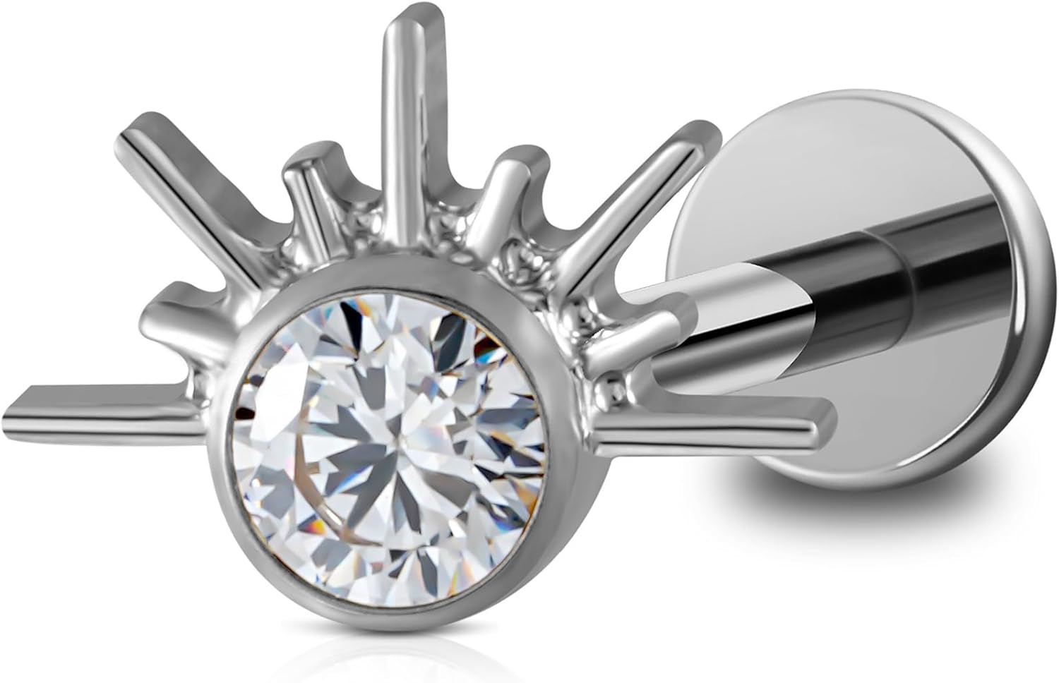 6mm 8mm ASTM F136 Titanium 16G Flatback Stud for Tragus Helix Conch - QIAO CrystalQIAO CrystalQIAO Crystal