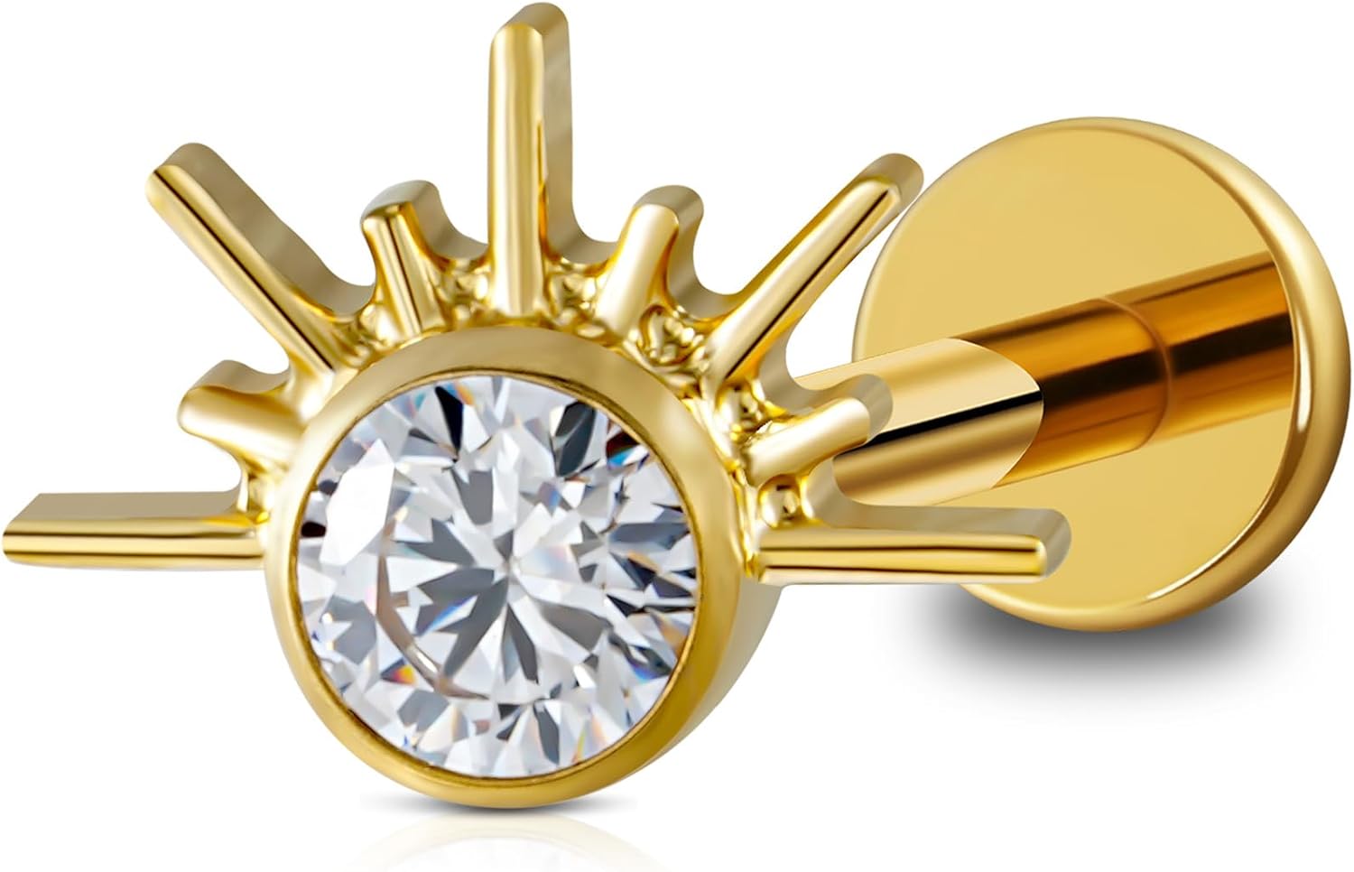 6mm 8mm ASTM F136 Titanium 16G Flatback Stud for Tragus Helix Conch - QIAO CrystalQIAO CrystalQIAO Crystal